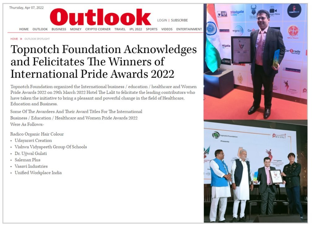 Outlook India News Magazine - Dr Ujjwal Gulati at the International Healthcare Pride Awards 2022