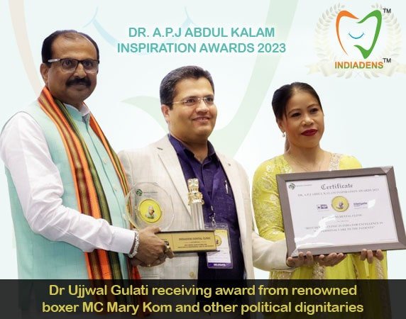 Dr Ujjwal Gulati receiving Dr APJ Abdul Kalam Inspiration Awards 2023